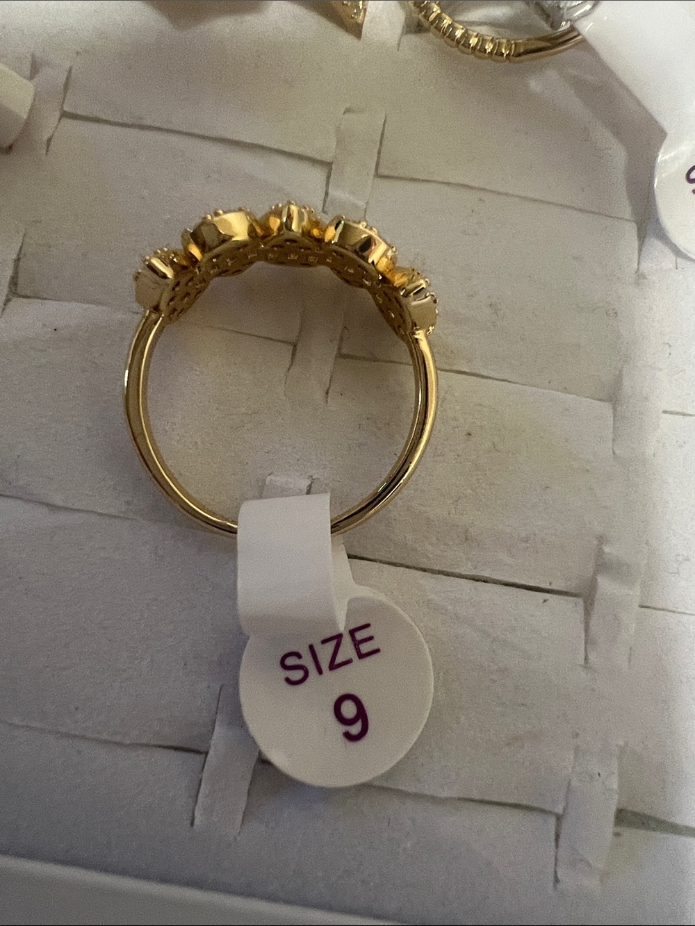 Elegant Gold Band Ring with Clear Stones - Women Jewelry - Picture 2 of 2